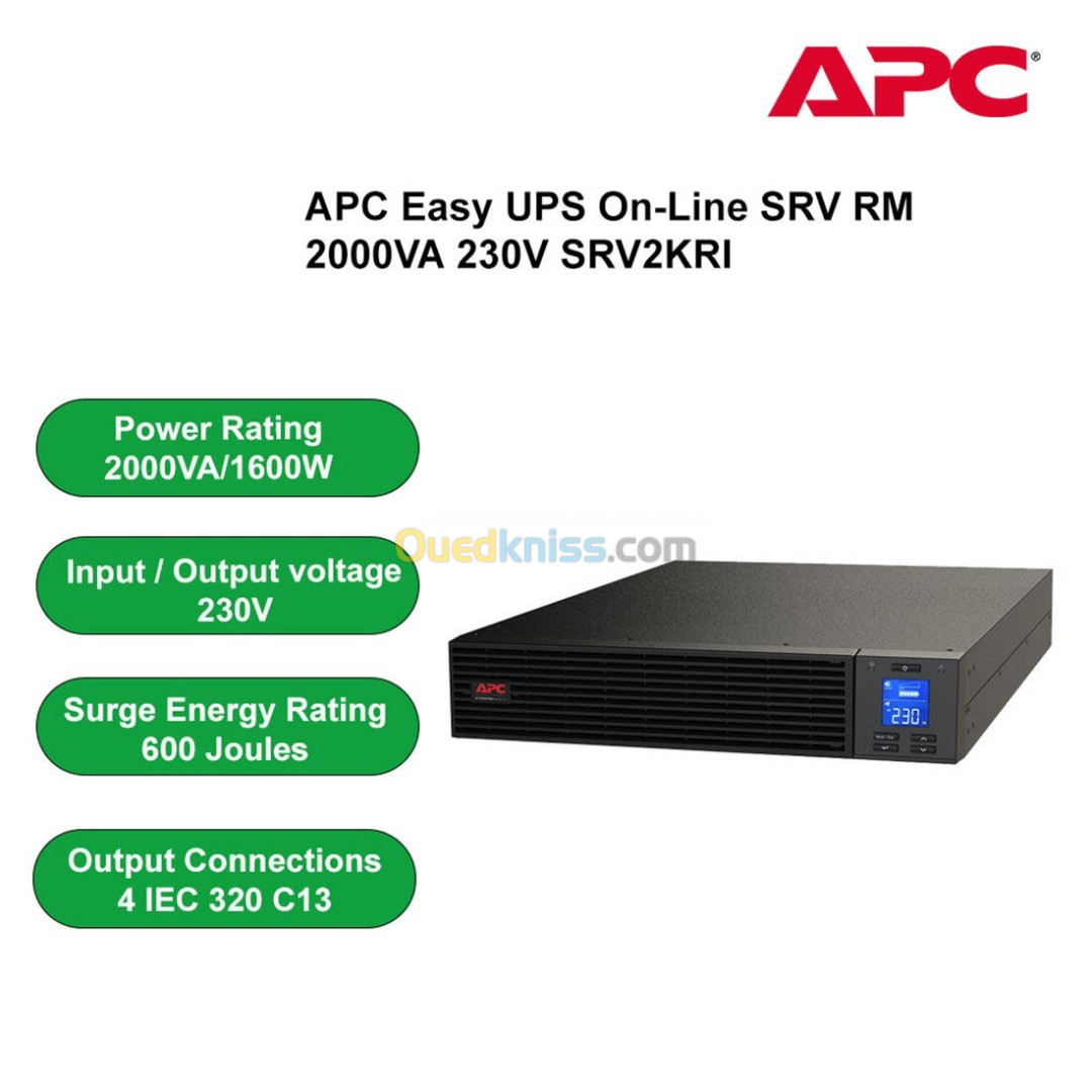 Onduleur - Prix en fcfa - APC Easy UPS SRV RM - 2000VA - 230V Rackable