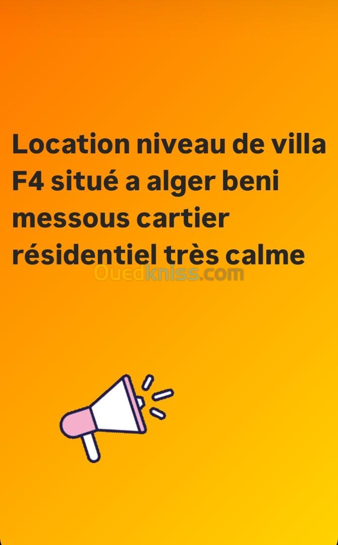 Location Niveau De Villa F4 Alger Beni messous