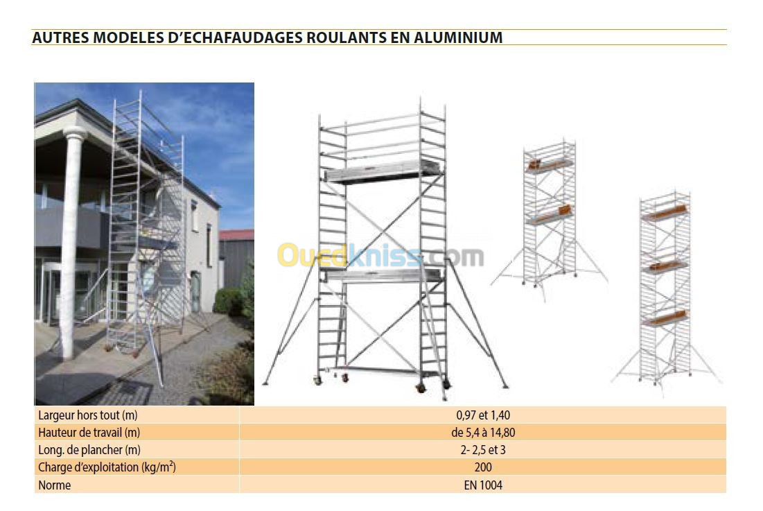 Escabeau, Plateforme Individuelle-ÉCHELLE MOBILE AVEC PLATEFORME-Roulante en Aluminium-