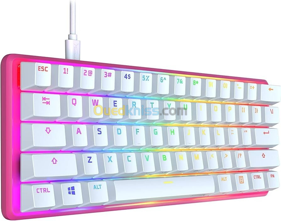 HYPERX ALLOY ORIGINS 60% RED SWITCH LINEAR QWT RGB GL WHITEPINK