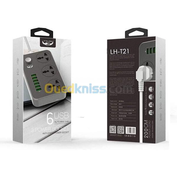 MULTIPRISE LDNIO SE3604 3 PRISES + 6 USB 2500W