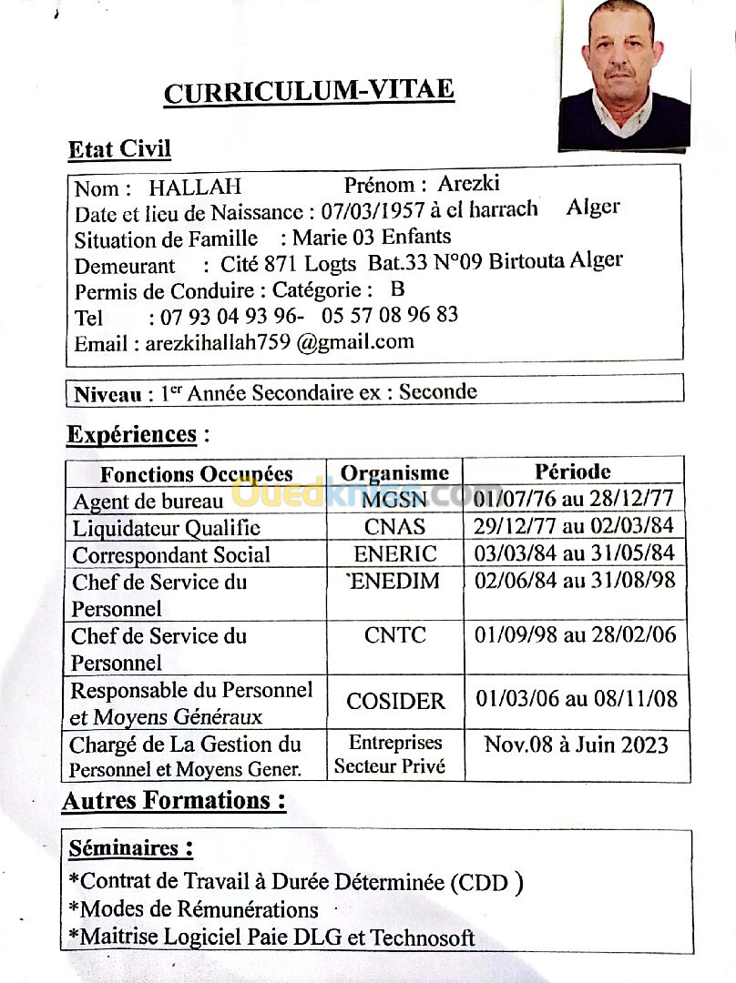 Chargé du personnel social 