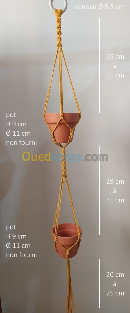 Lot de suspensions (portes-pots de fleurs) en MACRAME (total 15)