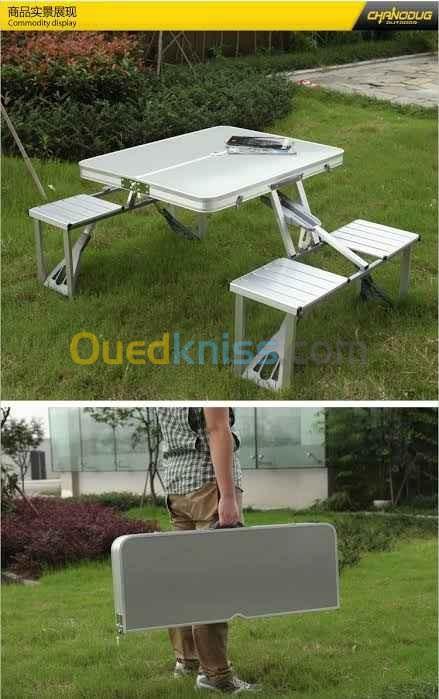 Table camping pliable avec 4 sièges طاولة تخييم