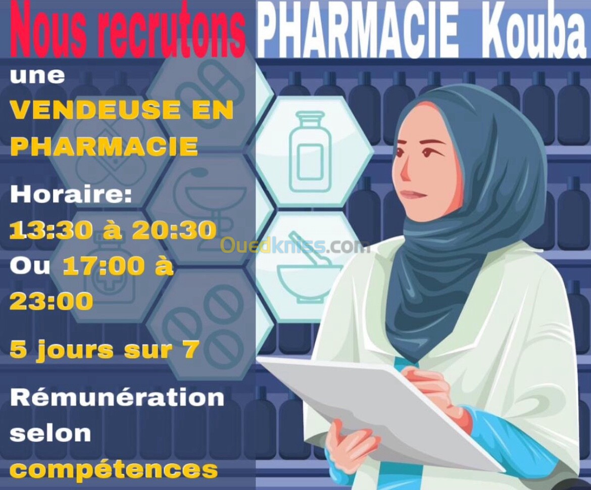 Vendeuse  en pharmacie ou pharmacienne 