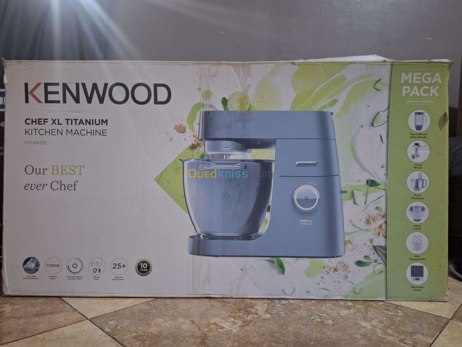 Kenwood pétrin chef xl titanum 6.7L 1700W KVL8472S