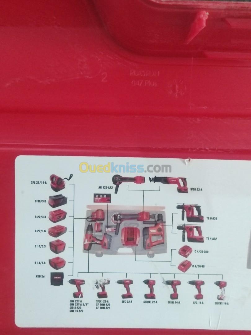  kit hilti 3 tools ( 3 machines sans fil sur batterie 22V  constitué de