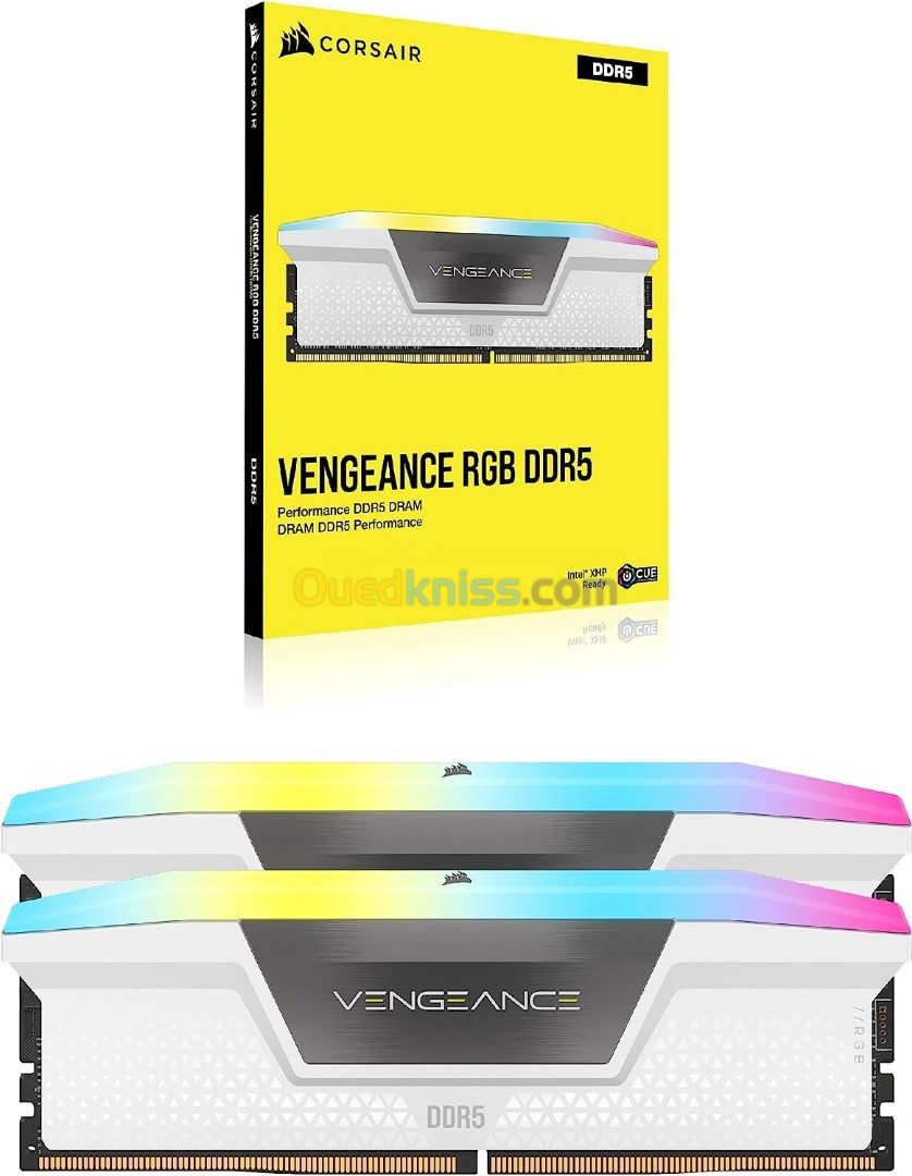 Ram Corsair Vengeance RGB DDR5 32 Go (2 x 16 Go) 6000 MHz CL36 1.4V - Blanc  - Oran Algérie