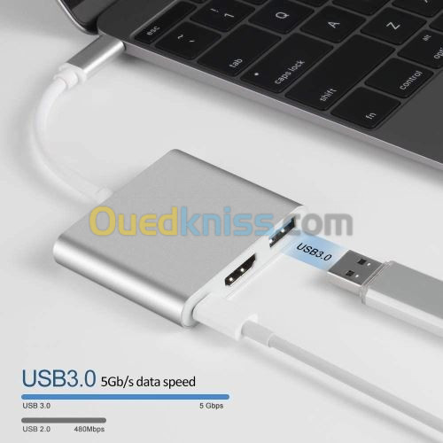 Adaptateur multiport USB-C USB 3.0 Type C 