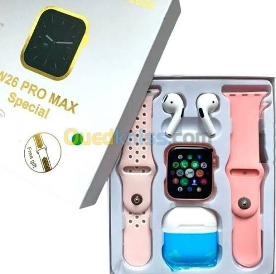 Smart watch w26 pro max+ écouteur bluetooth rose