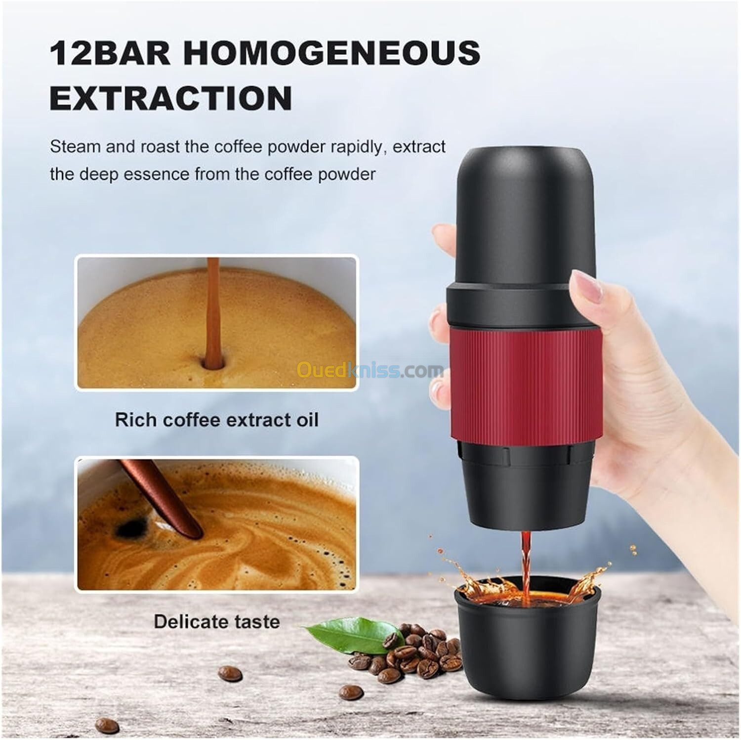 Mini Machine A Café Poudre Et Capsule , Portable Espresso A Batterie Rechargeable 80mL 2000mAh