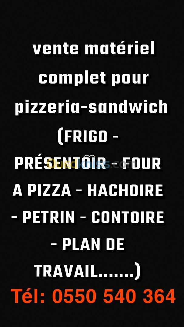 vente matériel complet pour pizzeria sandwich 