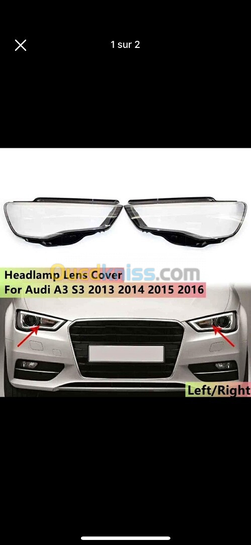 Verre de phare Audi a3 et s3 Anne 2013-2016 زجاج سيارة اودي 