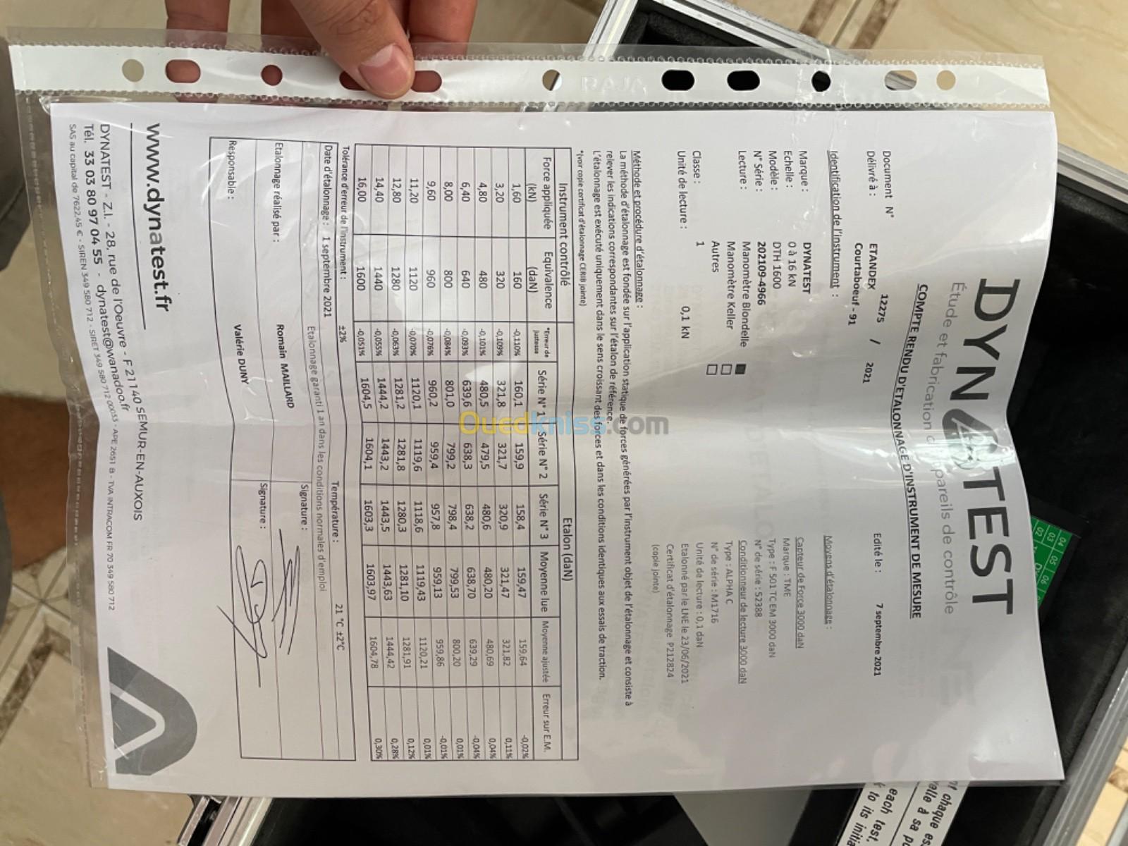 EXTRACTOMETRE MT 1600 Appareil de mesure de la tension des points