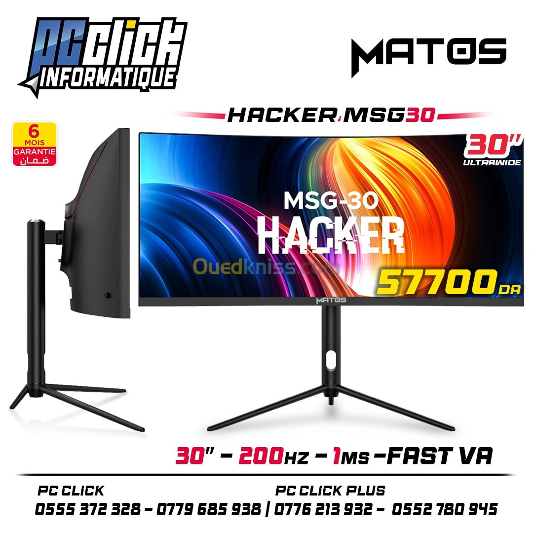 MATOS HACKER Gaming Monitor 30 pouces Curved 1500R 