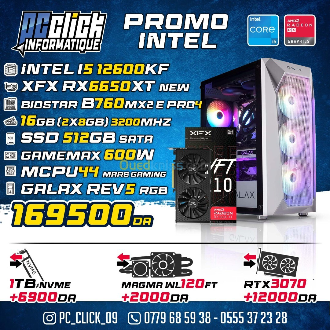 CONFIG GAMING INTEL i5 12600KF + XFX RX6650XT NEW 