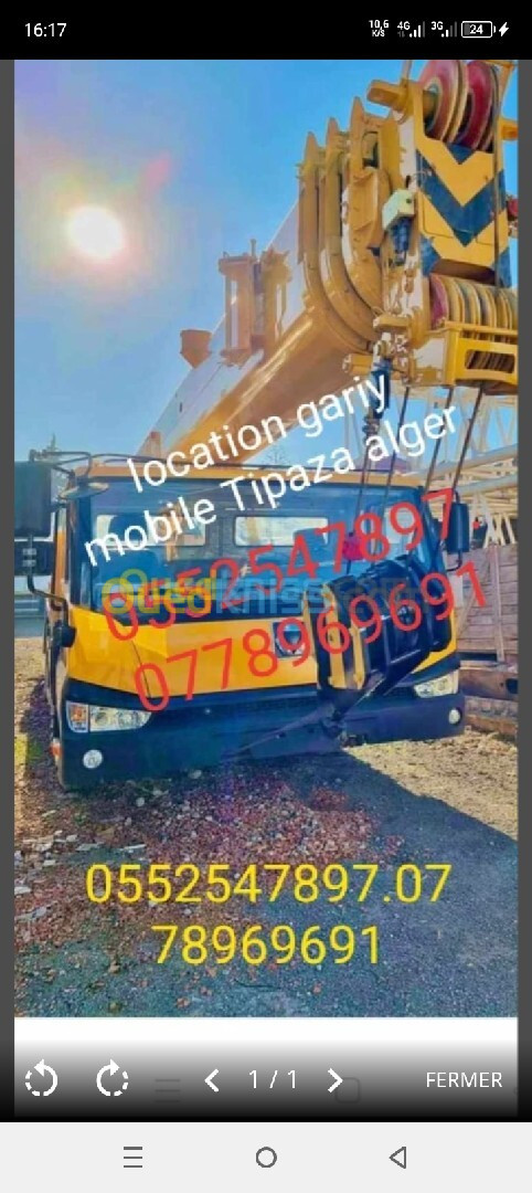 Location grue mobile 25tn 70tn 