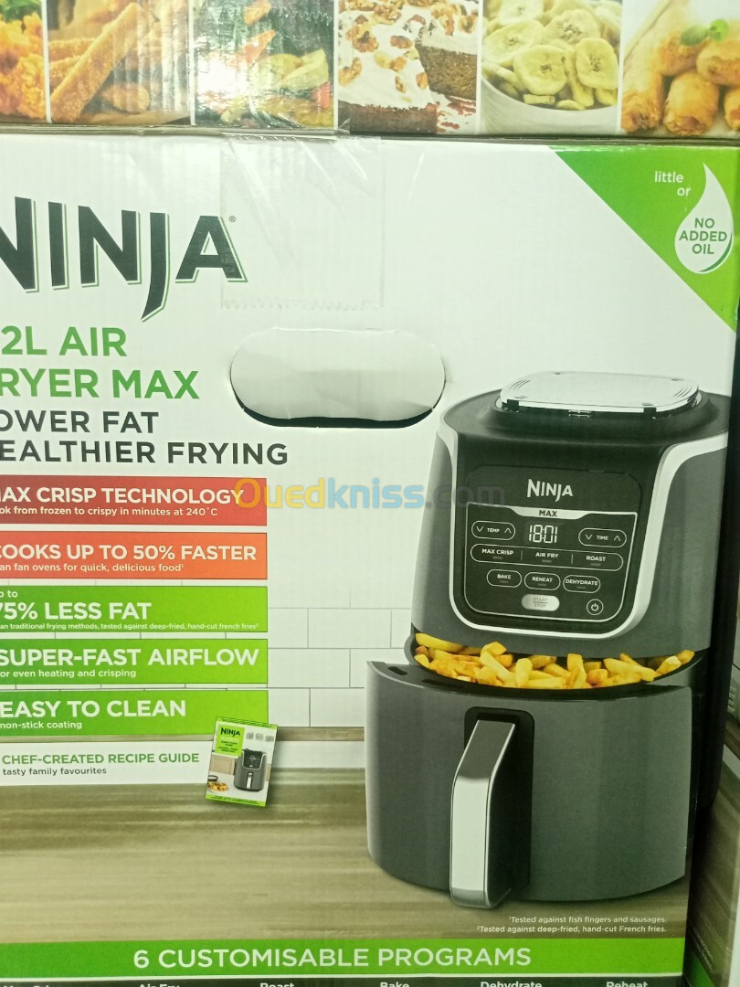 NINJA Air Fryer MAX, 5,2L, 5-en-1, Antiadhésif, Sans Huile, Frire, Rôtir, Cuire, Réchauffer, Déshydrater, Taille Familiale, Panier Lavable au lave-vaisselle, Cuivre/Noir,