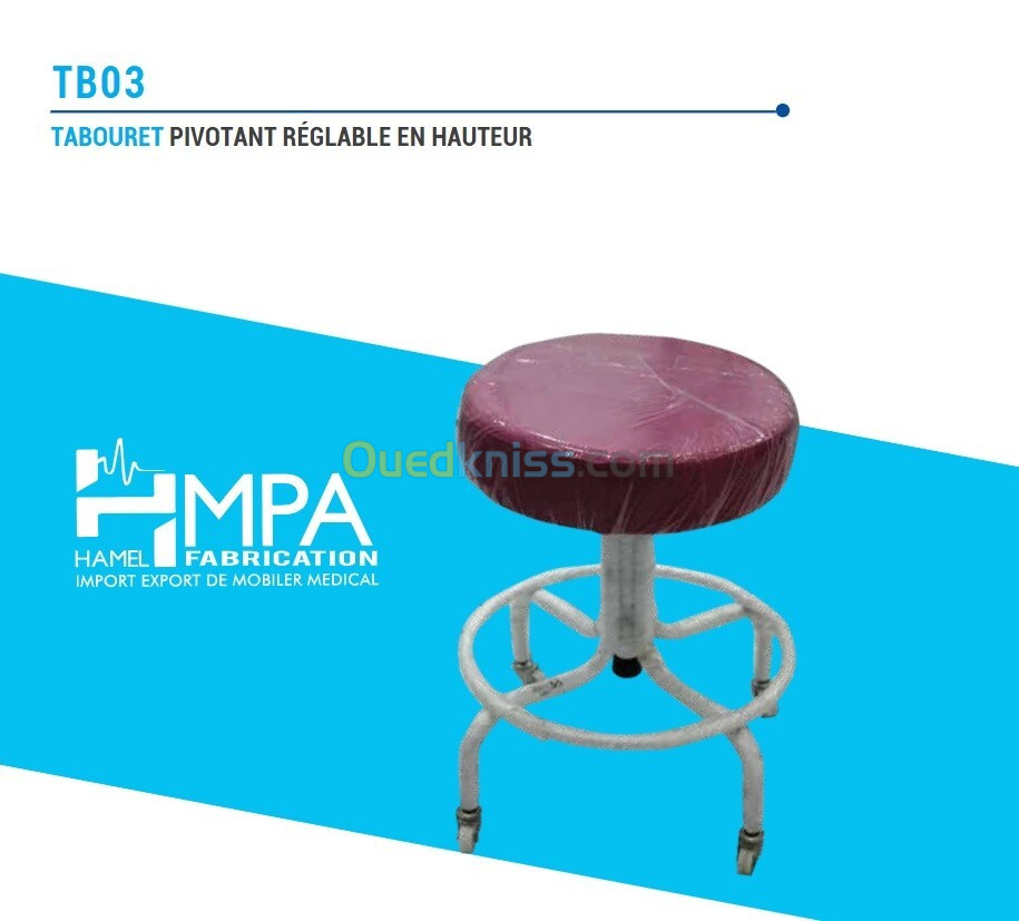 Tabouret pivotant réglable en hauteur