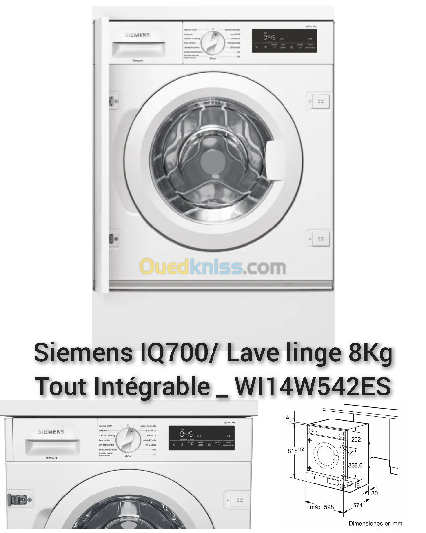 Siemens IQ700/ Lave linge tout Intégrable 