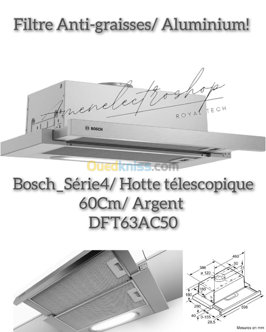 Hottes télescopique/ Encastrables; Bosch & Siemens & Rosières 