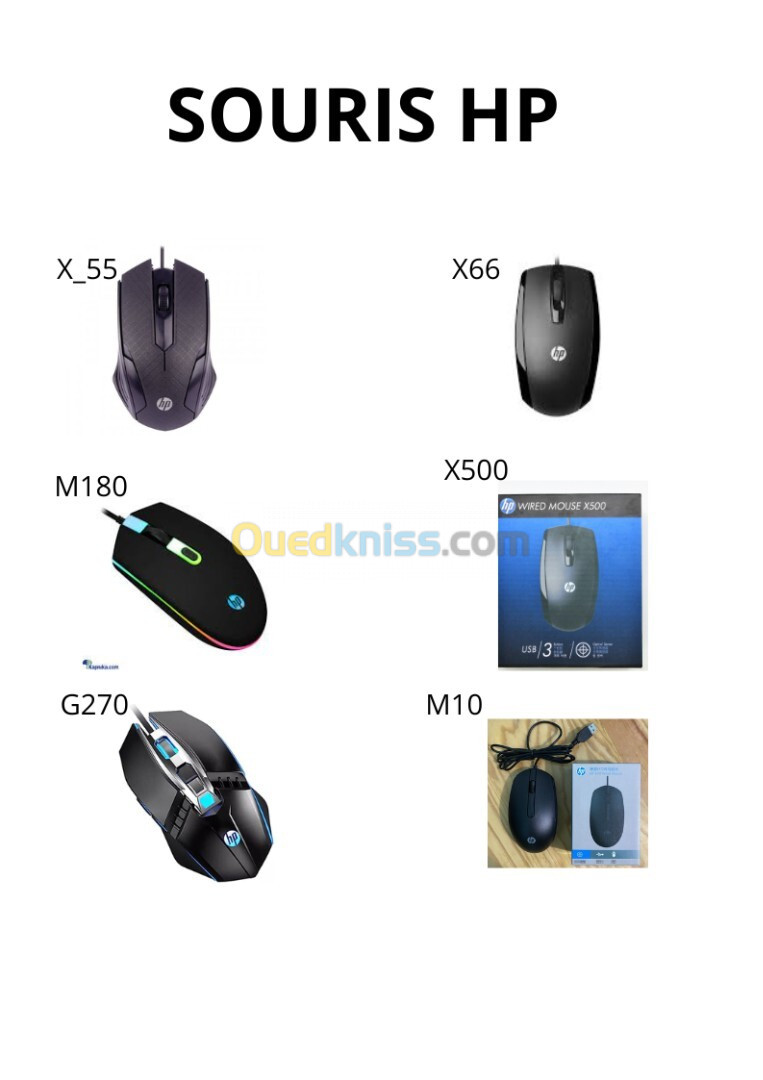 SOURIS HP G270/ X500/ M10/ M180/ X_55/ X66