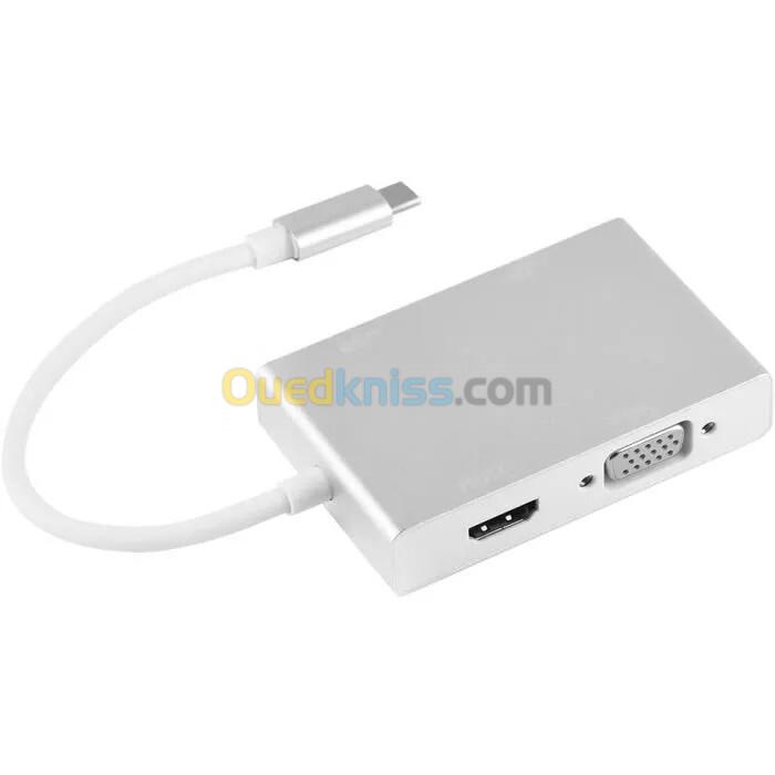 ADAPTATEUR 4 EN 1 TYPE-C VERS VGA- HDMI- USB- DVI