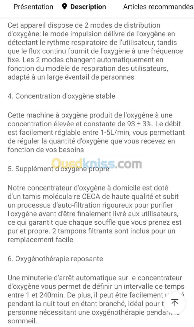 Concentrateur d'oxygène portable 5 litre 