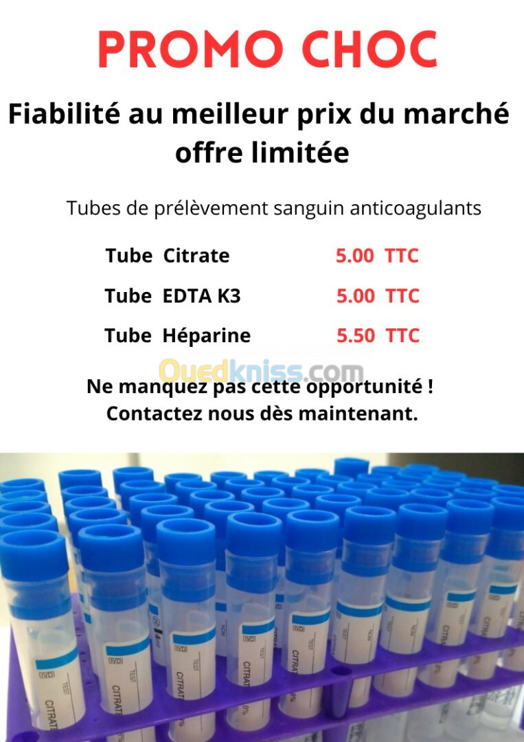 Tubes avec anti -Coagulants 