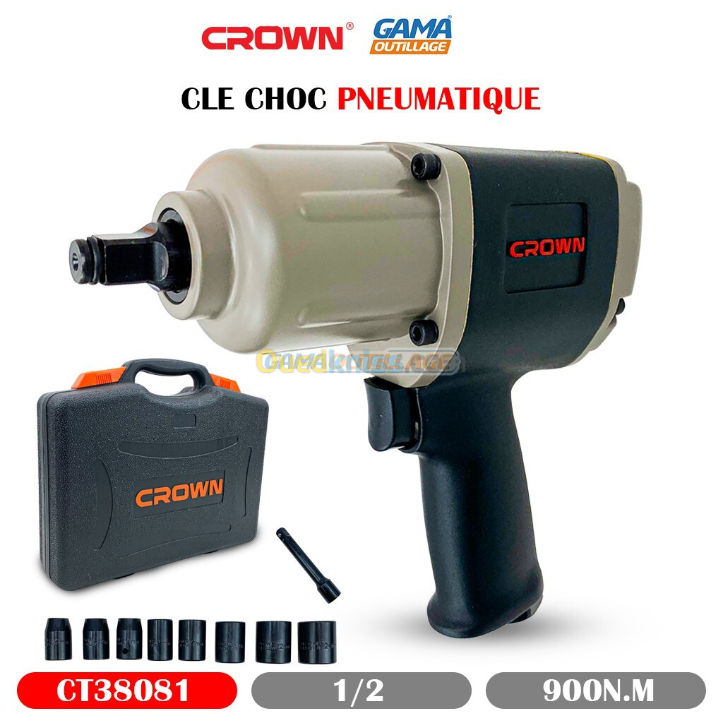 CLE CHOC PNEUMATIQUE 1/2P 900N.M CROWN