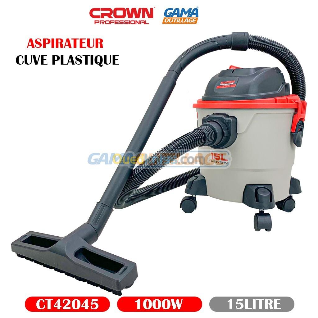 ASPIRATEUR 15LT CUVE PLASTIQUE 1000W CROWN