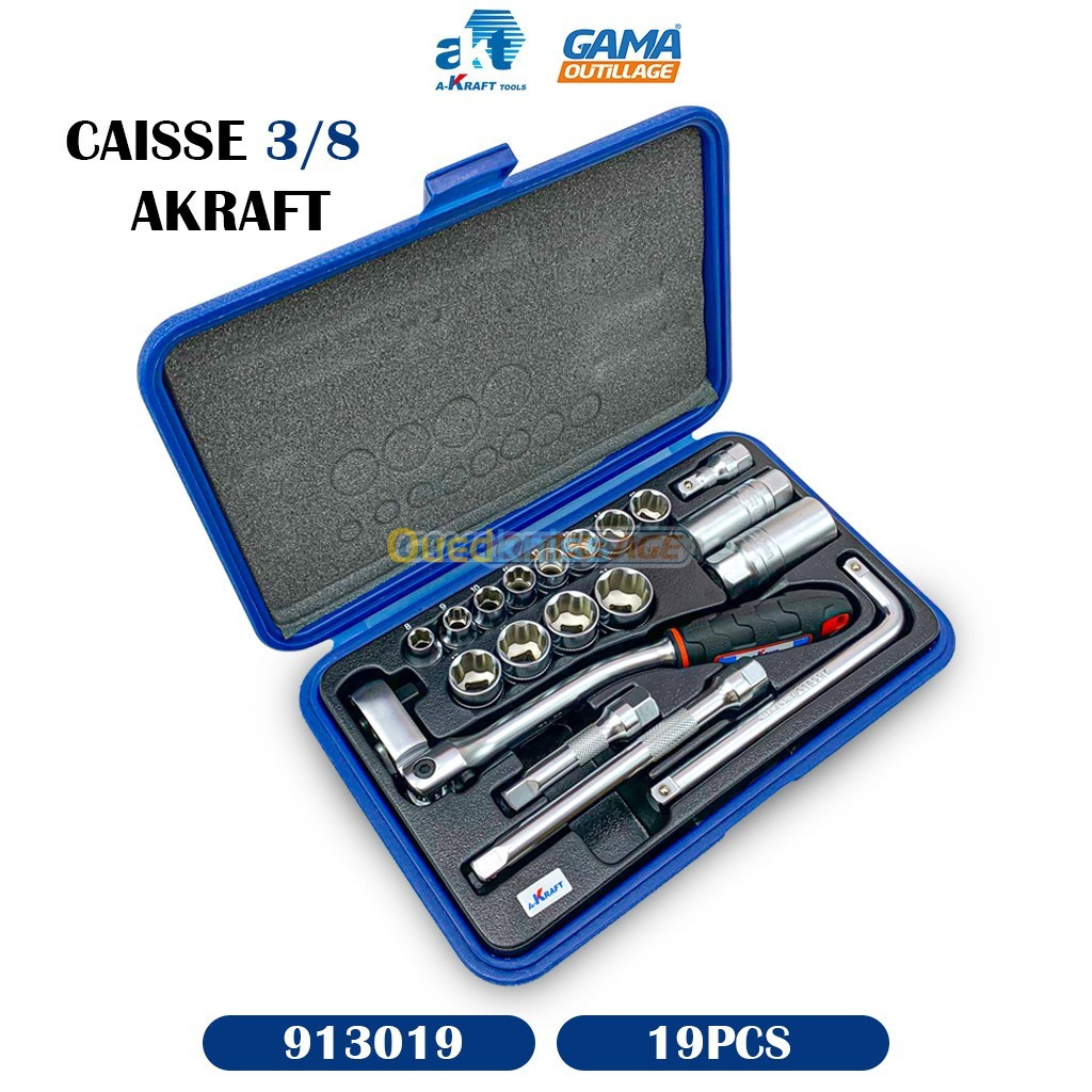 CAISSE 3/8 19 PCS AKRAFT