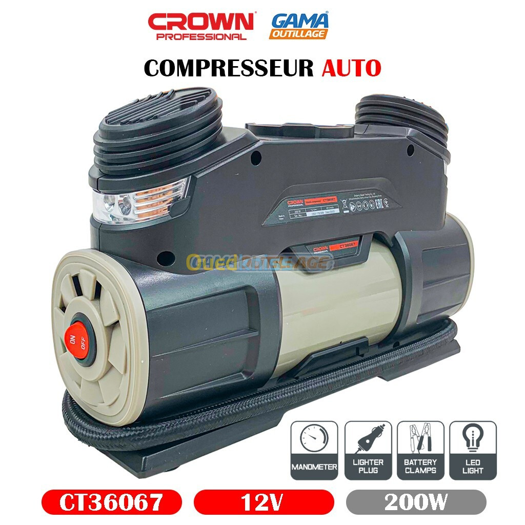 COMPRESSEUR AUTO 12V 200W CROWN