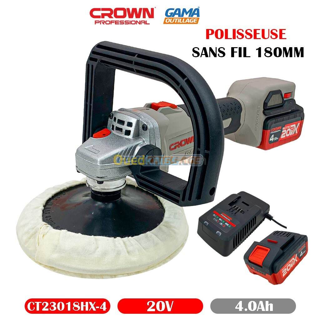 POLISSEUSE SANS FIL 180MM 20V 4.0AH CROWN