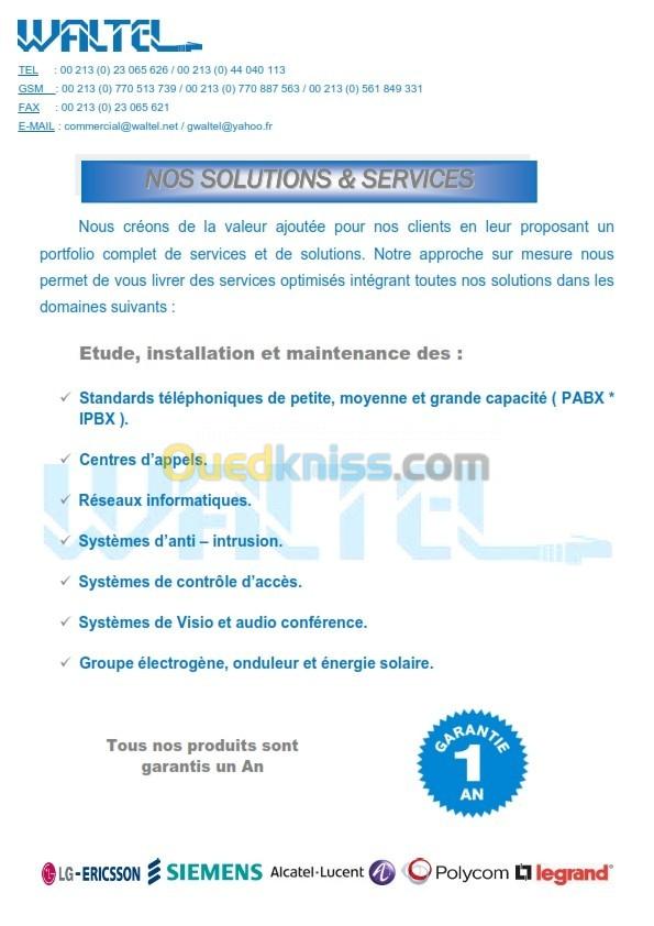 Etude , installation et maintenance des standards téléphoniques ( PABX - IPBX )