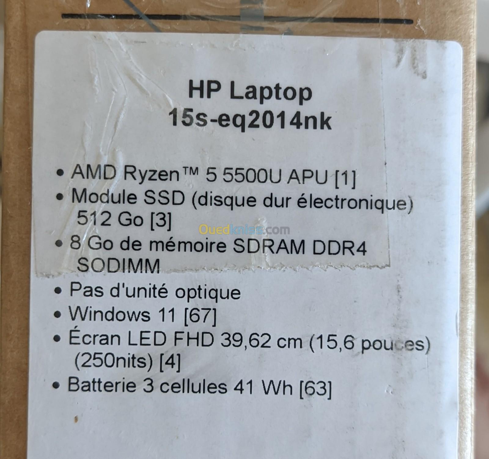 HP 15s Ryzen 5 5500u 8go 512ssd 