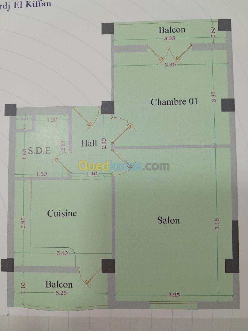 Vente Appartement F2 Alger Bordj el kiffan