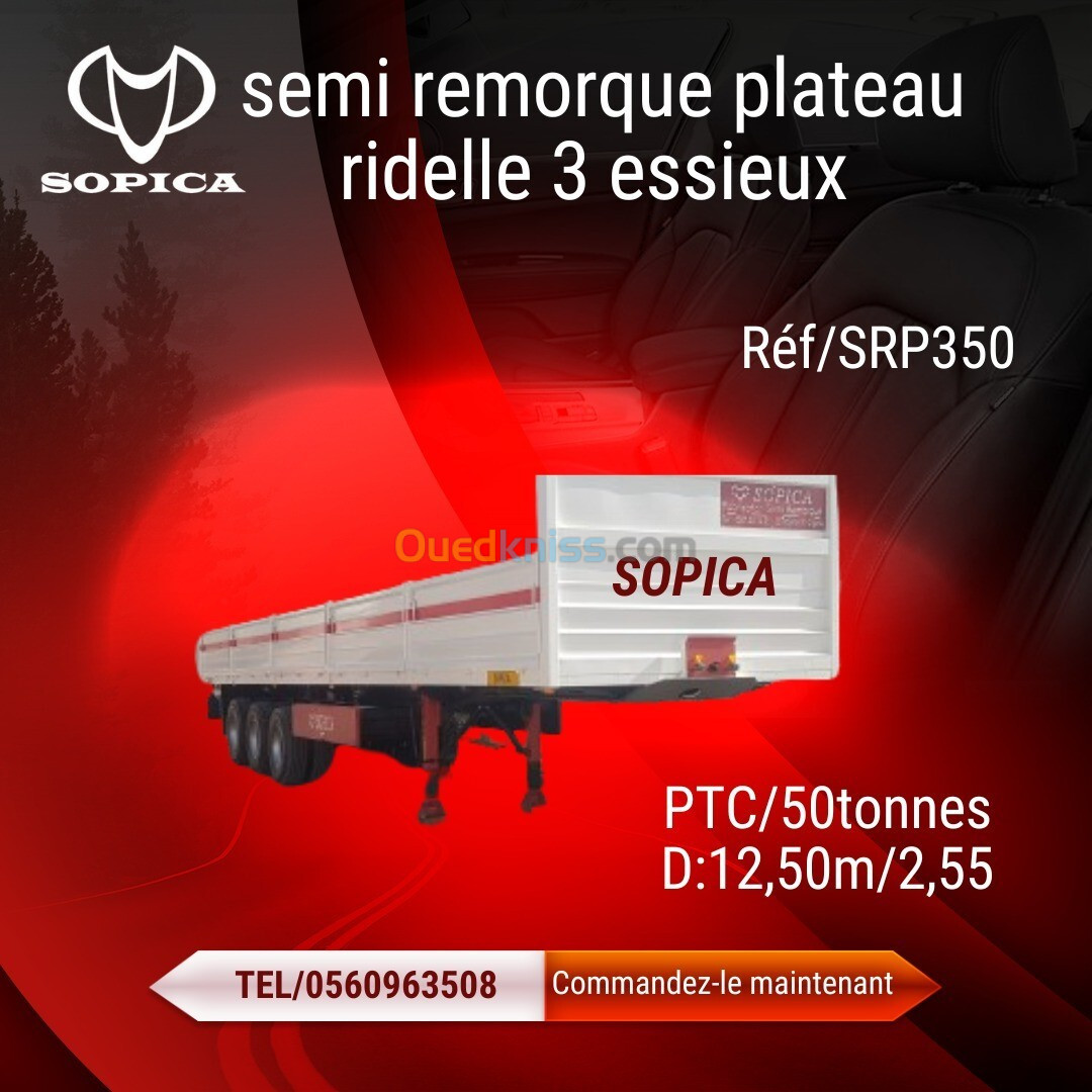 SOPICA SEMI-REMORQUE PLATEAU REDELLES A 3 ESSIEUX 2024