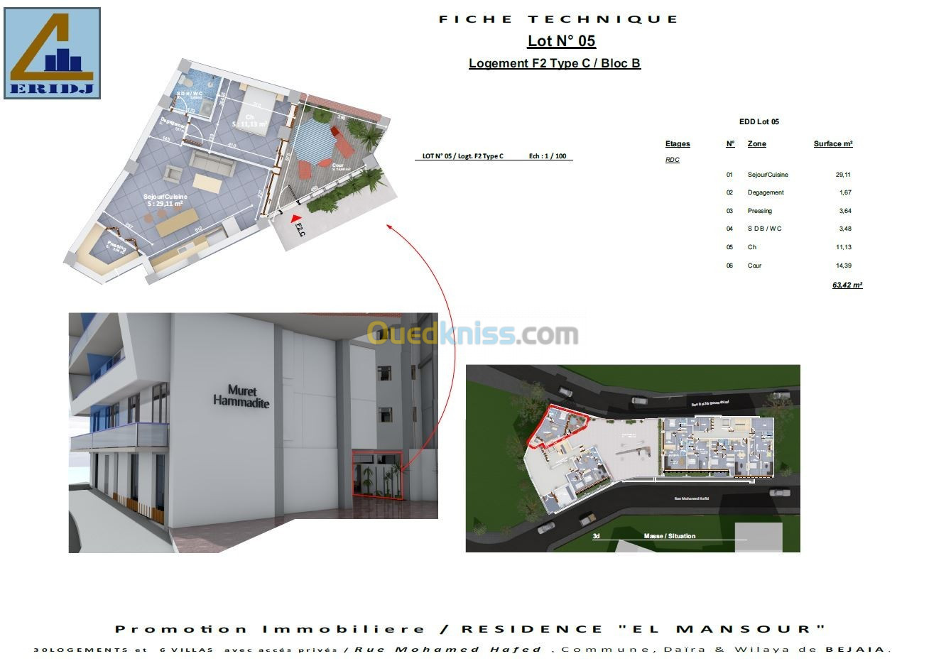 Vente Appartement F2 Béjaïa Bejaia