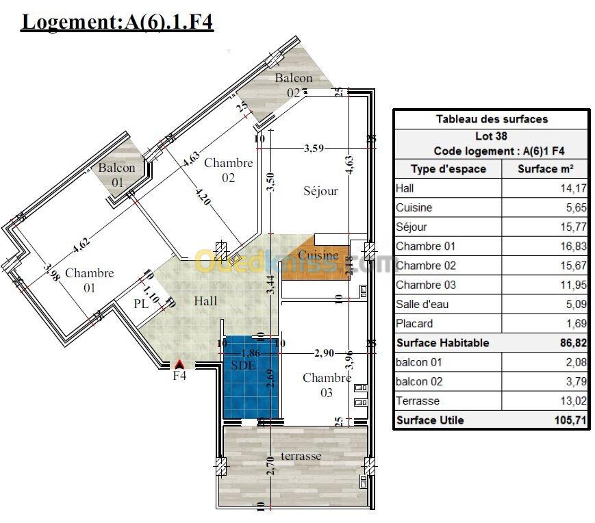 Vente Appartement F4 Béjaïa Bejaia