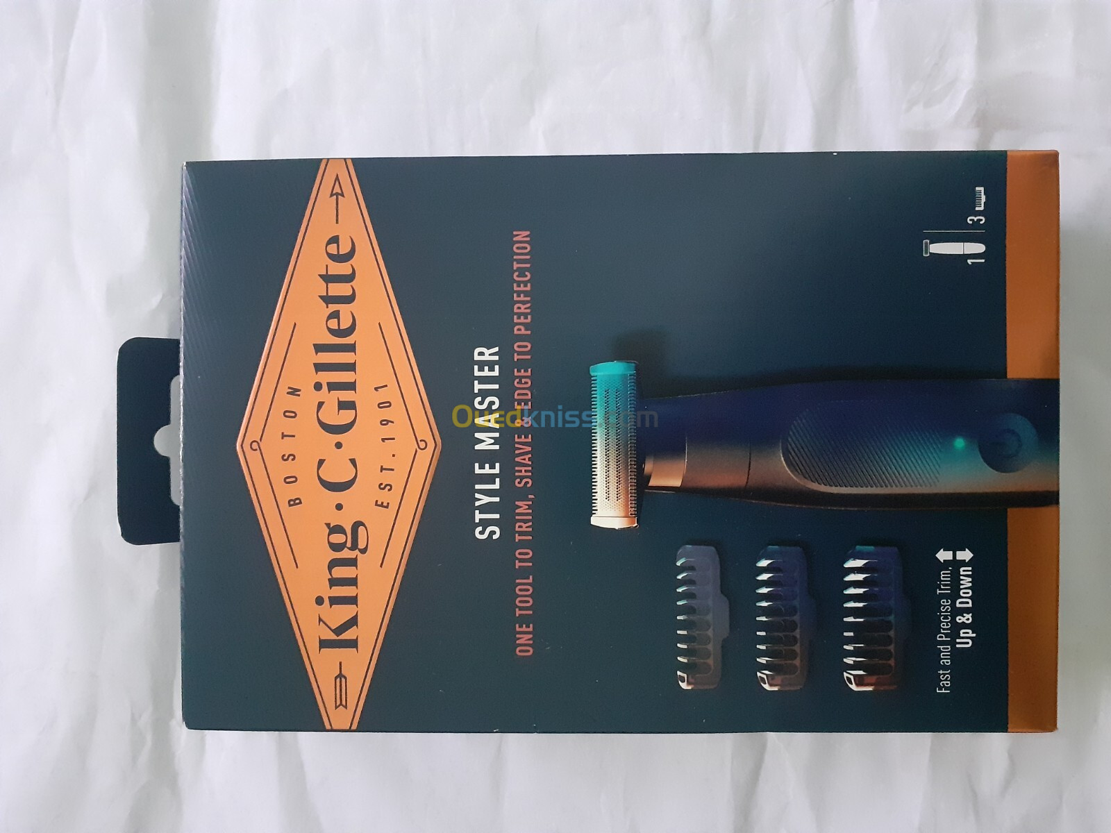 Gillette King C Styler Master Tondeuse à Barbe Sans Fil 3 Sabot + 01 Recharge