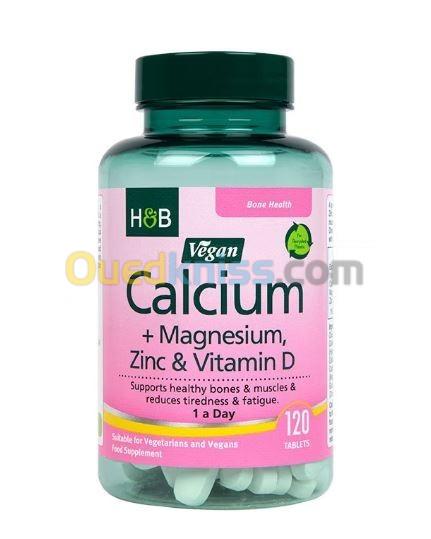 Holland and Barrett Vegan Calcium Magnesium Vitamine D et Zinc 120 Comprimes