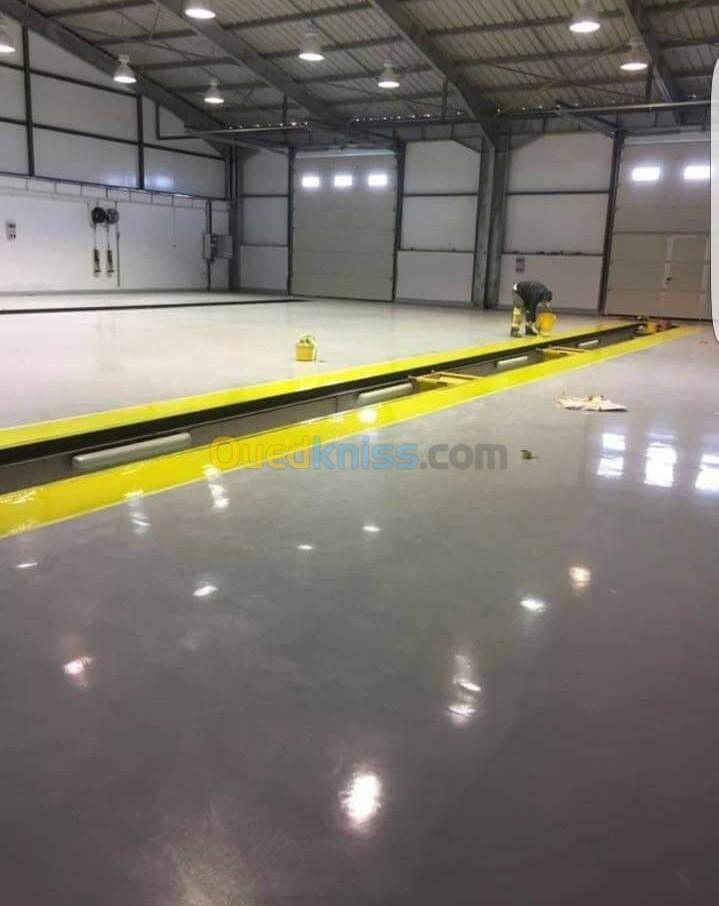 DALLAGE INDUSTRIEL ,RESINE EPOXY , BETON CIRE