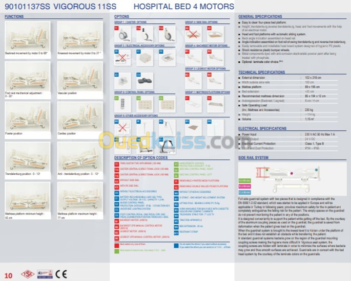 Lit Médicalisé électrique 7 positions en ABS 