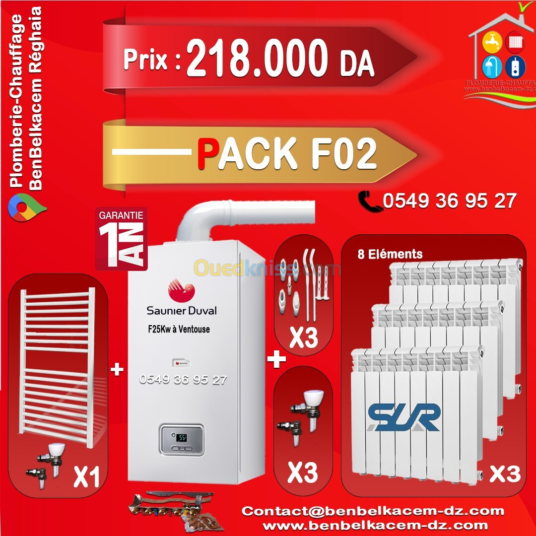 Pack Chaudiere Saunier duval F25kw avec Radiateur PACK F01/F02/F03/F04/F05/F06/F07