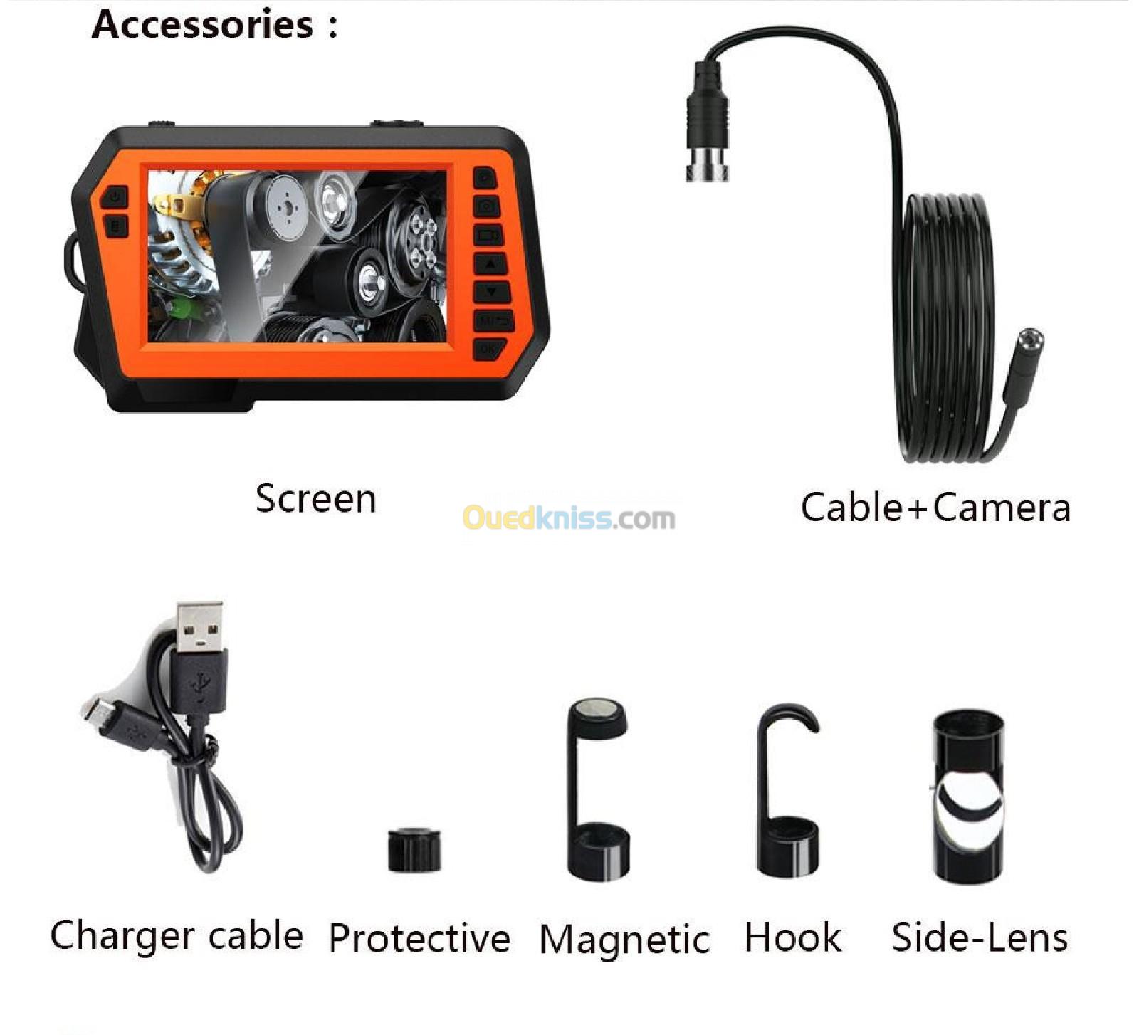 Caméra endoscopique cable rigid 10m étanche à écran LCD couleur pour mécanique et canalisation 