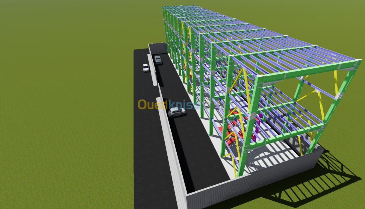 INGENIEUR  CHARPENTE METALLIQUE (ETUDE/  DESSIN)  HANGAR / BATIMENT  / STADE  PLAN 2d/3d