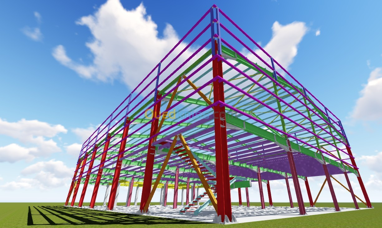 INGENIEUR  CHARPENTE METALLIQUE (ETUDE /  DESSIN)  HANGAR / BATIMENT  / STADE  PLAN 2d/3d