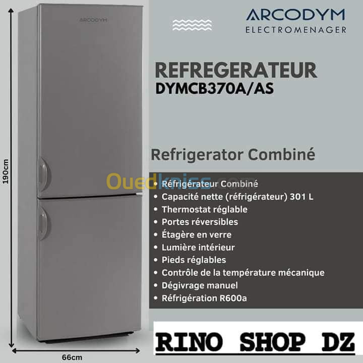 Réfrigérateur #Arcodym 370L Defrost combiné