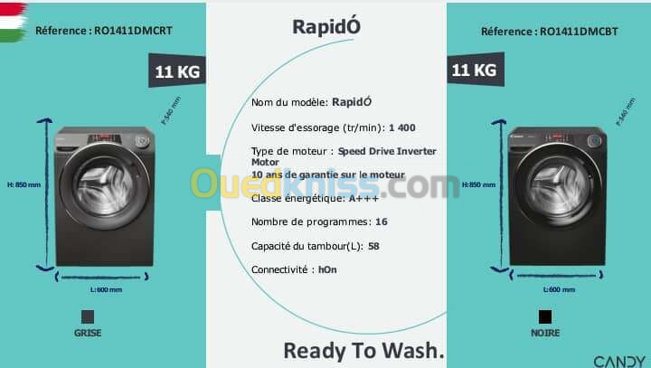 Machine à laver #Candy,11kg, 1400tr/min